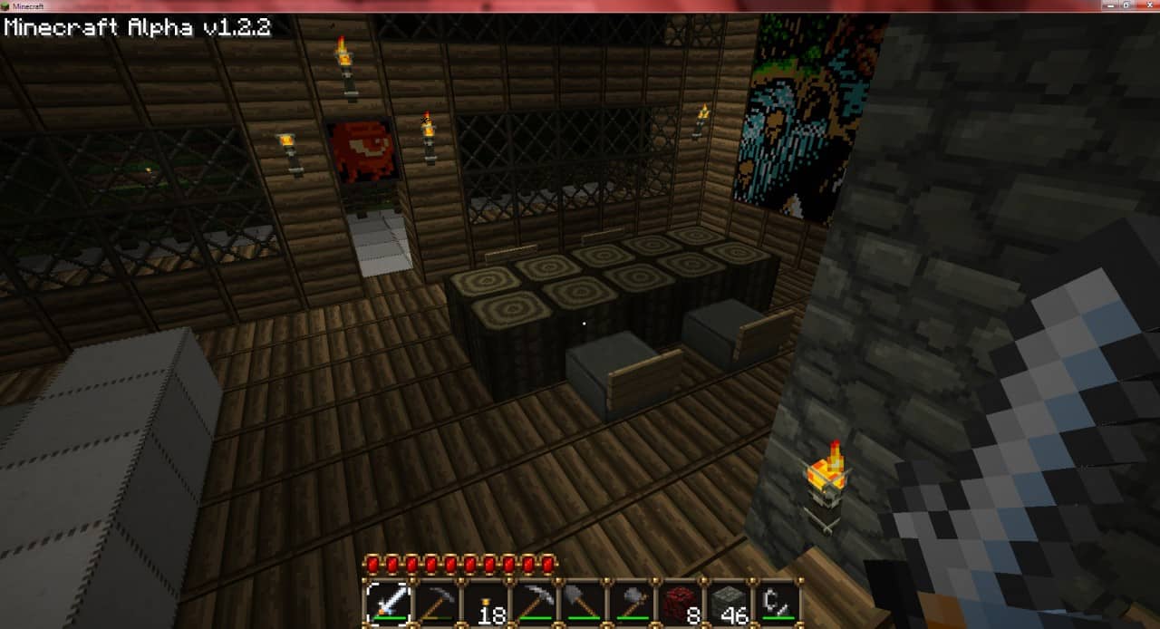 minecraft log cabin inside house