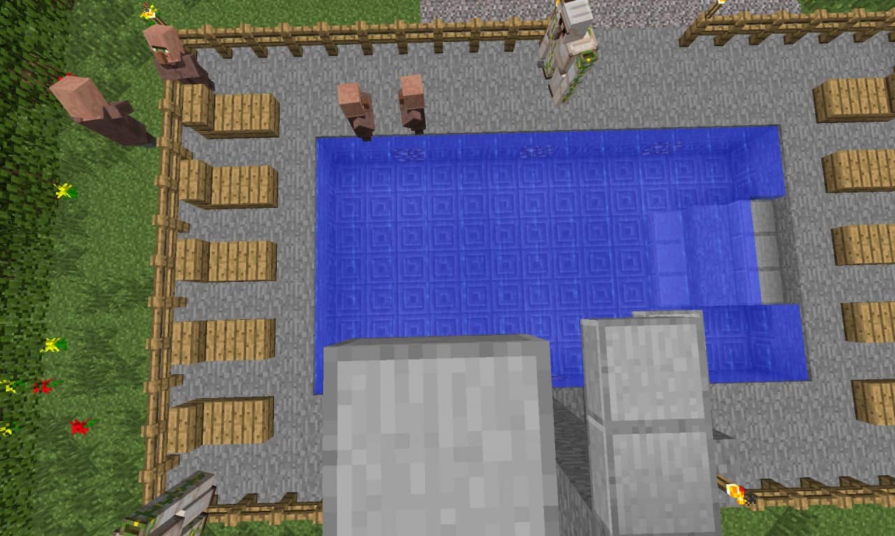 Minecraft swim pool swimming build 2 dive board