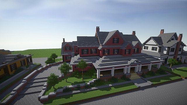Red Old Mansion Minecraft building ideas