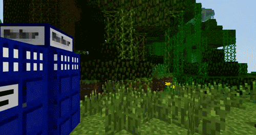 blue phone booth minecraft animated gif