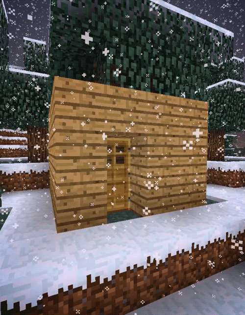 Minecraft building winter snow house animated gif