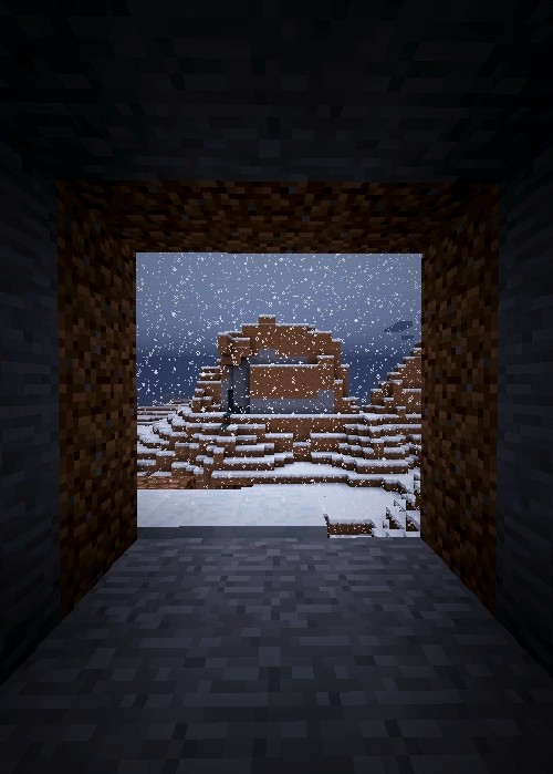 Minecraft building winter snow its cold outside gif