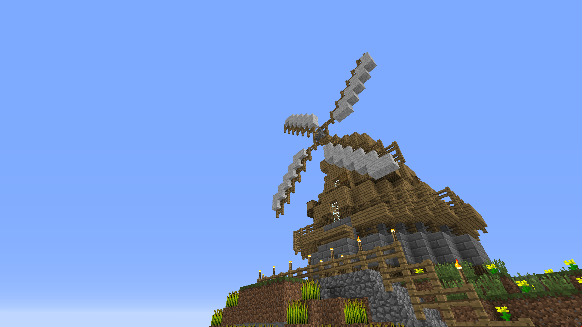 Minecraft working windmill moving building