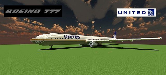 Boeing 777 200 United Airlines minecraft building ideas airport plane