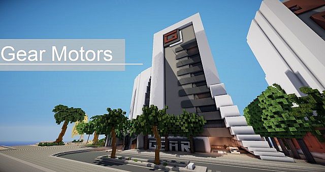 Gear Motors modern car dealership minecraft building ideas