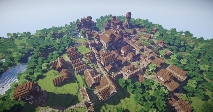Arch Village Realistic Fantasy Kingdoms castle town minecraft building ideas mountain 4