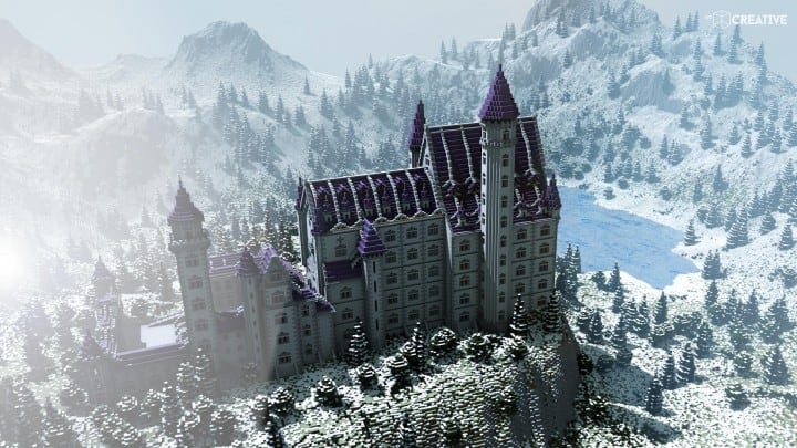 Castle Neuschwanstein in Minecraft Scale 1 to 1 Project  building ideas mountains 3