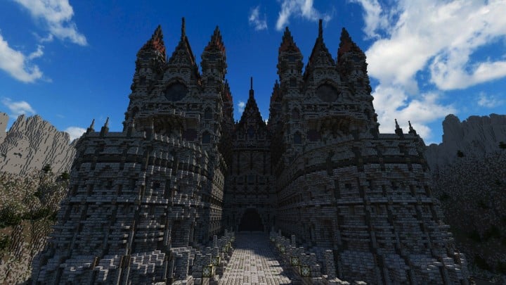 Castle of WhiteCliff minecraft building ideas download mountain clif gate wall 5