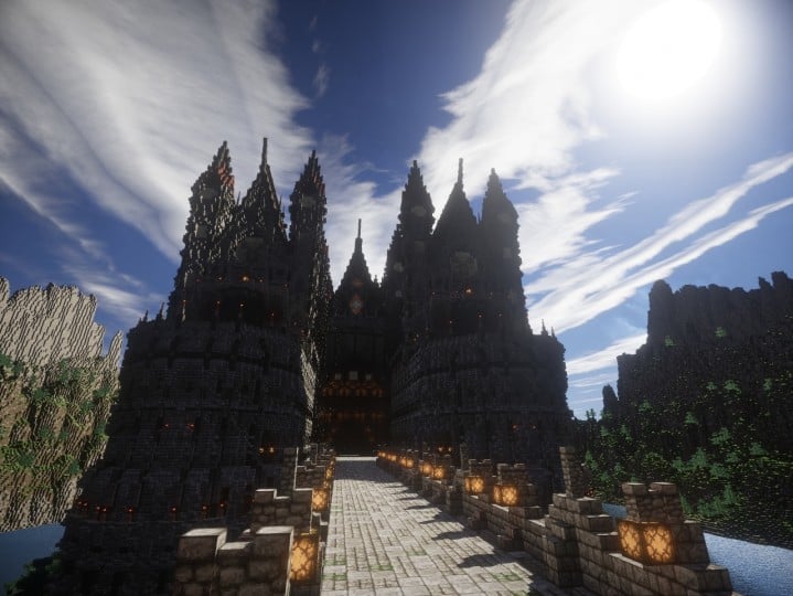 Castle of WhiteCliff minecraft building ideas download mountain clif gate wall 8