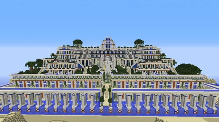 Hanging Gardens of Babylon minecraft building ideas stone temples statues 13