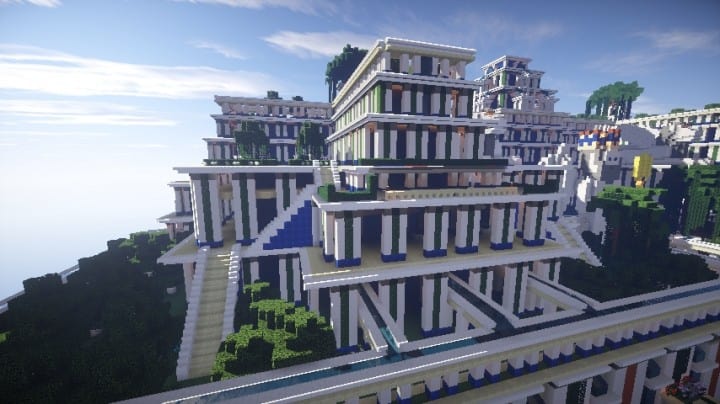 Hanging Gardens of Babylon minecraft building ideas stone temples statues 6