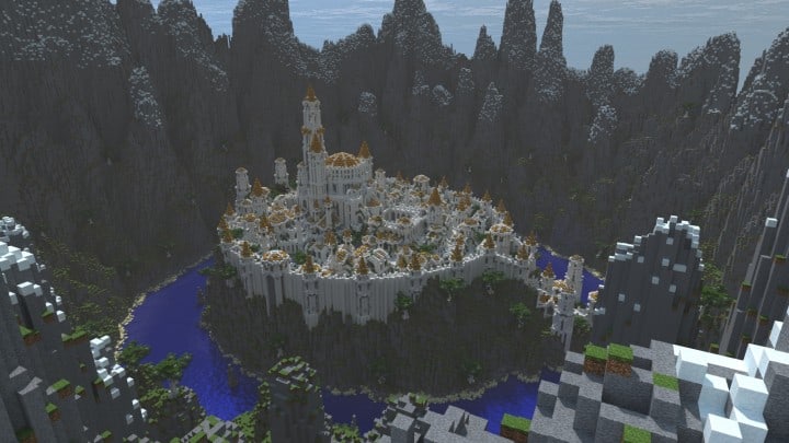 Gondolin castle mode stone lore gate white gold minecraft building ideas 2