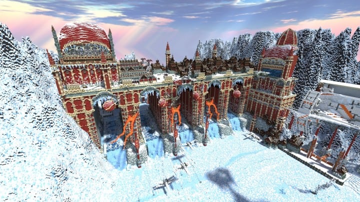 TheReawakens Days of Creations The Bridge City of Non Anor Minecraft building ideas download town snow winter tower