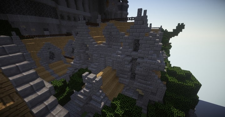 Grandeena Castle minecraft builds amazing tower bridge waterfall sky 10