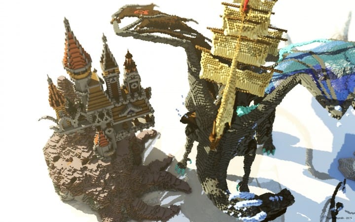 Organic dragon Lost in the frost minecraft build castle sky floating save 4