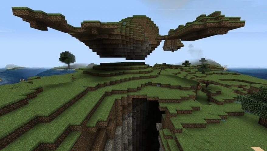 Giant Floating Island feat. Ominous Abyss Minecraft interesting seed 1.8