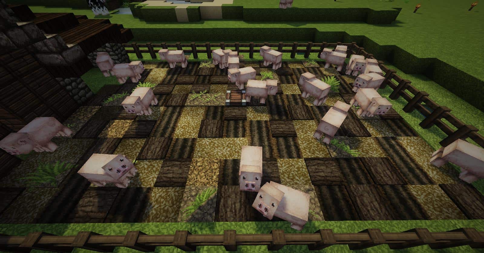 Built with John Smith textures in mind muddy pig pen detail minecraft ideas farm harvest animals cage