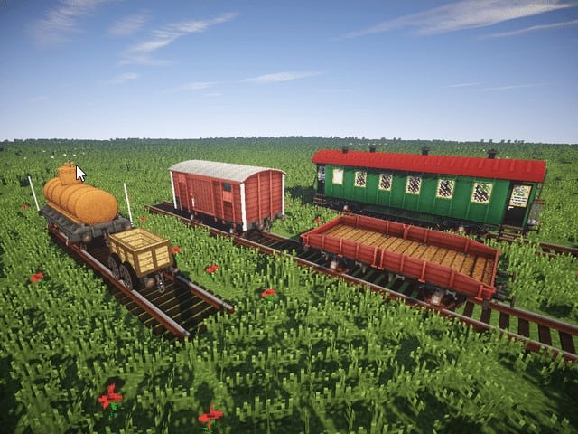 Minecraft Mod Rails of War Realistic tracks and trains models download amazing 3