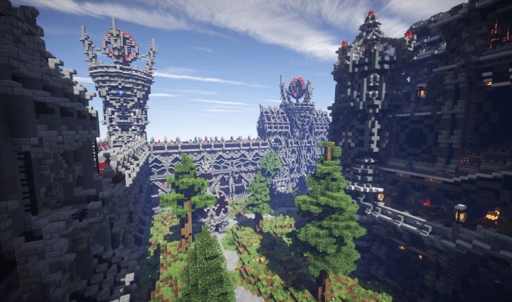 Epic Evil Themed Medieval Faction Spawn Free Large castle trees Minecraft building ideas server 5