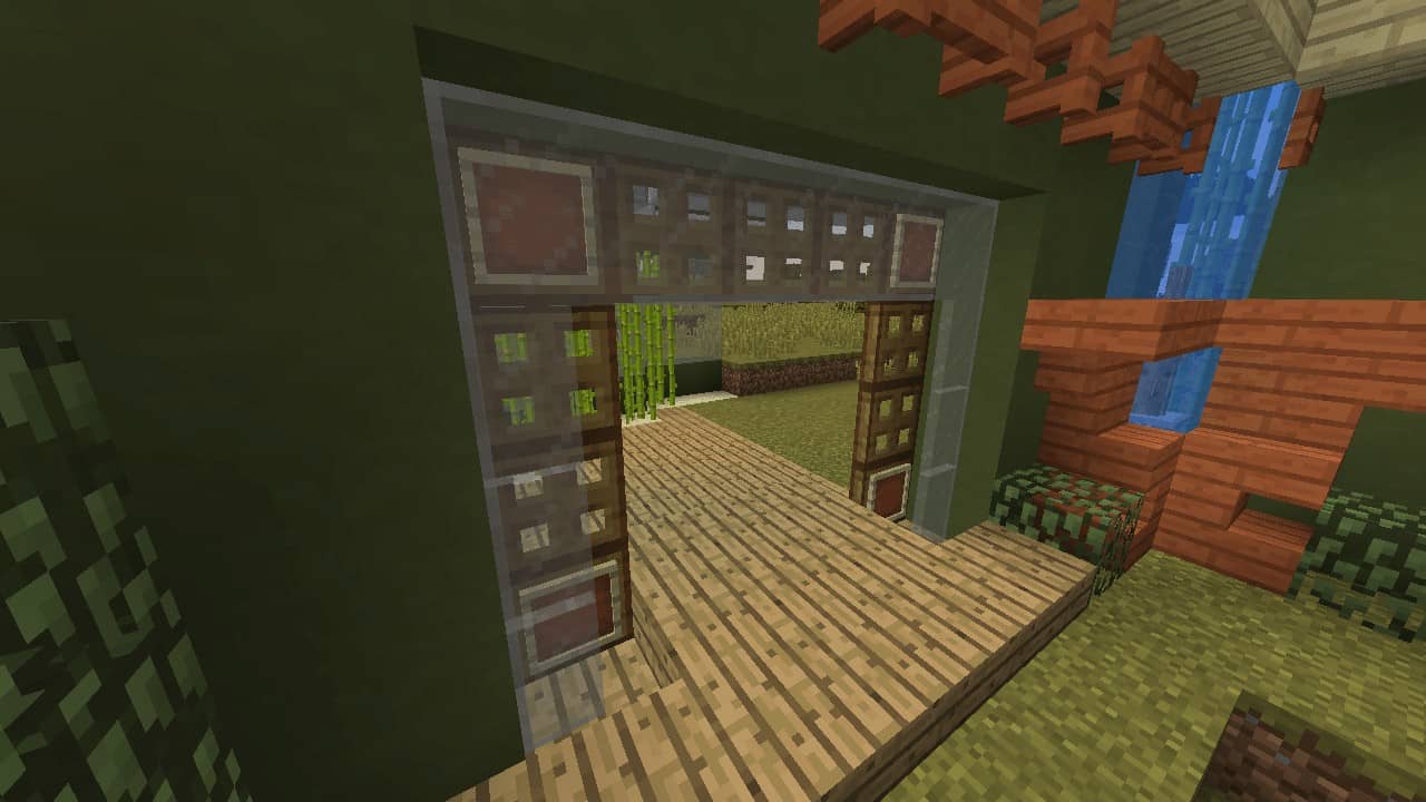 Glass Panes, Trapdoors & item frames make nice decorative entrances. Minecraft building ideas exterior and interior