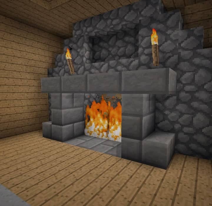 mincraft building ideas interior fireplace with mantle